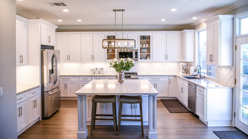 Projects white wooden cupboards